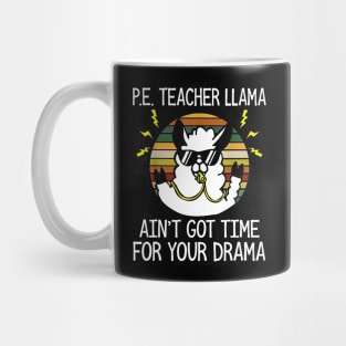 PE Teacher Llama Retro Vintage Sunset Gift Mug